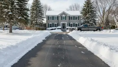 Cleared driveway after professional snow removal by Chop Chop Landscaping in St Paul, MN