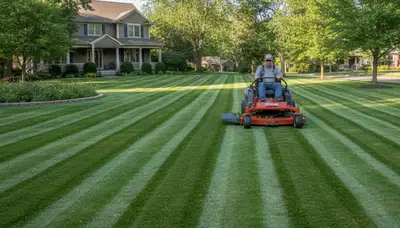 Close-up of freshly cut green lawn showing precise mowing quality by Chop Chop Landscaping in St Paul, MN