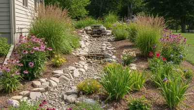 Eco-friendly rain garden with natural filtration and water conservation design in St Paul, MN landscaping