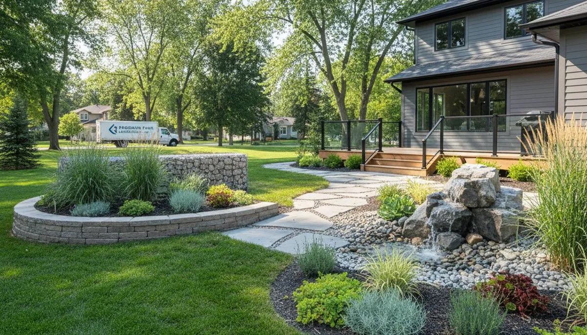 Landscaping team providing professional lawn and garden services in St Paul, MN