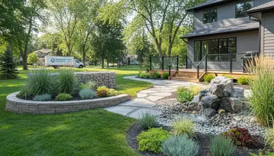 Landscaping team providing professional lawn and garden services in St Paul, MN