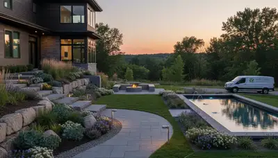 Landscaping crew providing professional lawn care in St. Paul, MN