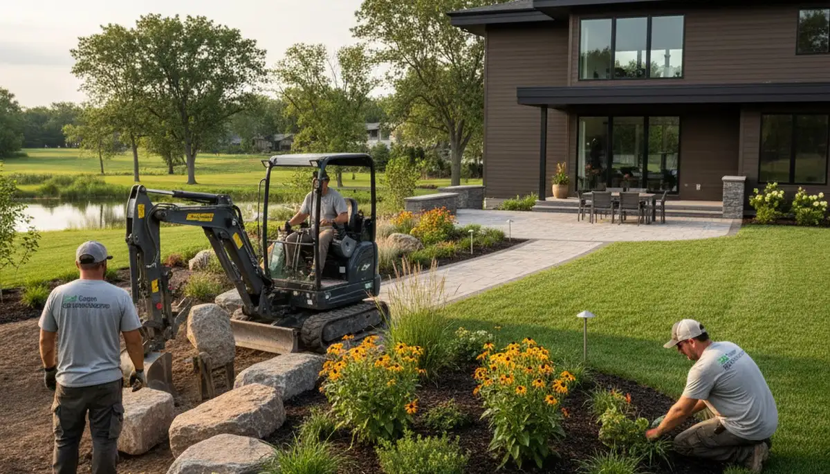 Landscaping crew serving St Paul, MN, for professional yard and lawn care services