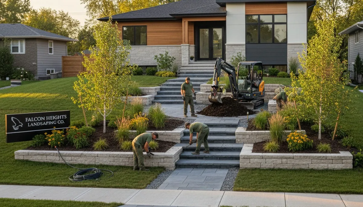Landscaping crew serving St. Paul, MN with professional lawn and yard care services