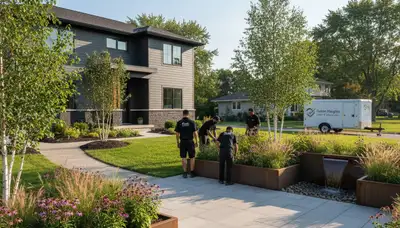 Landscaping crew serving St Paul, MN with professional lawn and landscape care