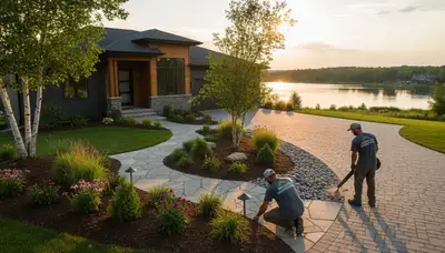 Landscaping crew serving St Paul, MN with professional yard care and outdoor property maintenance