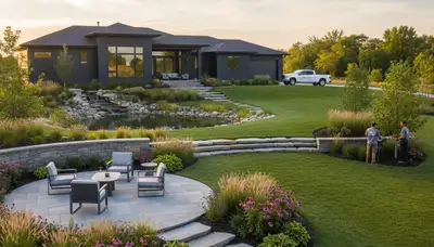 Landscaping team providing lawn care and landscape services in St Paul, MN