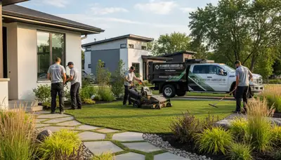 Landscaping crew serving St Paul, MN with professional lawn and landscape maintenance services