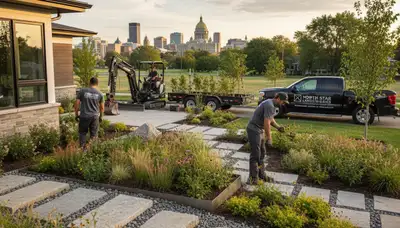 Landscaping service team in St Paul, MN providing professional lawn and yard care