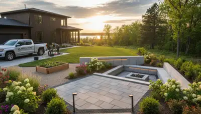 Landscaping team providing yard maintenance in St Paul, MN
