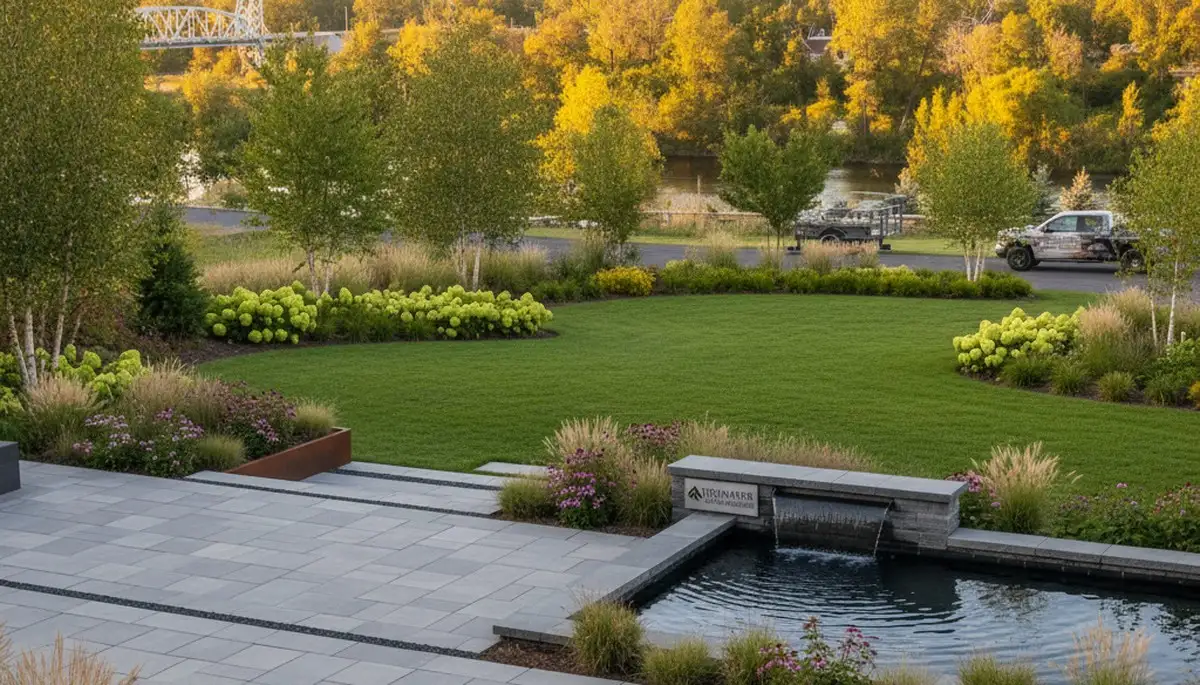 Landscaping team providing professional yard maintenance in St Paul, MN