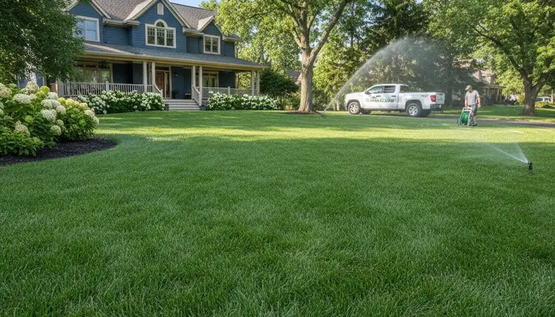 Thick, vibrant green lawn showing professional lawn care results by Chop Chop Landscaping in St Paul, MN