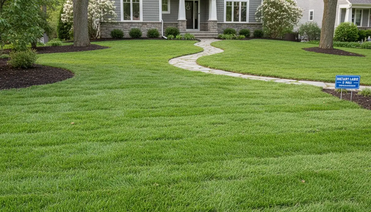 Newly installed bright green sod lawn after professional installation by landscapers in St Paul, MN