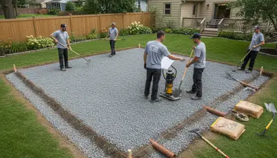 Level gravel shed foundation preparation by Chop Chop Landscaping in St Paul, MN